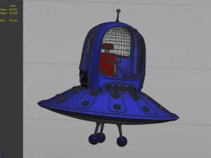 Cartoons saucers ships flying machines round UFO cockpits 3D Model