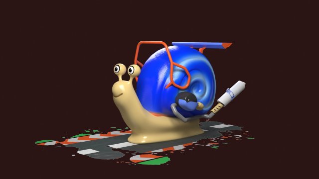 Cartoon Snail Mollusk toon car 3D 模型 .c4d .max .obj .3ds .fbx .stl .blend 