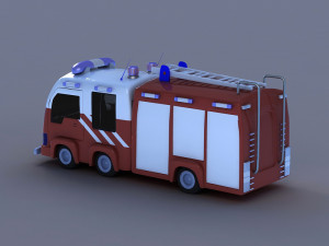 Cartoon fire engine q version of the car animated toys 3D मॉडल