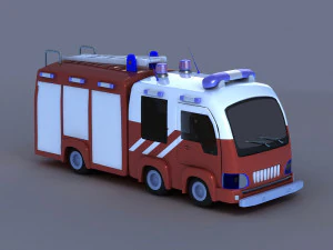 Cartoon fire engine q version of the car animated toys 3D Model