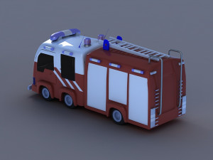 Cartoon fire engine q version of the car animated toys 3D मॉडल