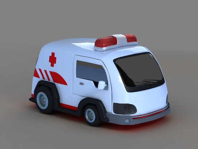 Cartoon ambulance q cartoon toy car 3Dモデル .c4d .max .obj .3ds .fbx .stl .blend 