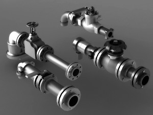 Water pipes industrial valves chemical motor valves 3D Модель