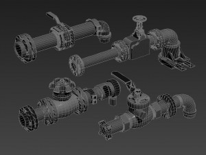 Water pipes industrial valves chemical motor valves 3D Модель