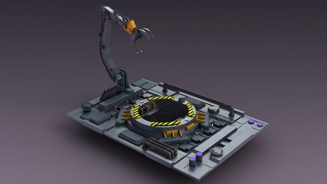Sci-fi strobe capsule cabin deck Mechanical Arm 3D Model .c4d .max .obj .3ds .fbx .stl .blend 