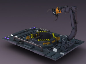 Sci-fi strobe capsule cabin deck Mechanical Arm 3D Model