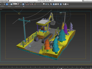 Cartoon diggers Low Poly Excavator Model 3D