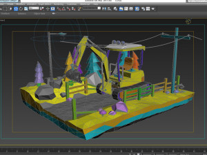 Cartoon diggers Low Poly Excavator Model 3D