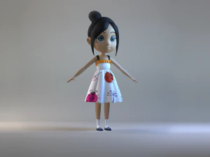 Cartoon delivery girl student toon sister character family child role animaton young human 3D Model