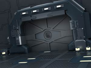 Sci-Fi Gate Door airlock futuristic portal cargo corridor hangar spaceship Modelo 3D