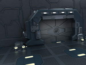 Sci-Fi Gate Door airlock futuristic portal cargo corridor hangar spaceship Modelo 3D