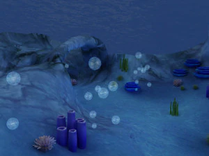 Underwater habitat sea life seascape ship reef coral panorama seabed 3D Model