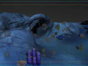 Underwater habitat sea life seascape ship reef coral panorama seabed 3D Model
