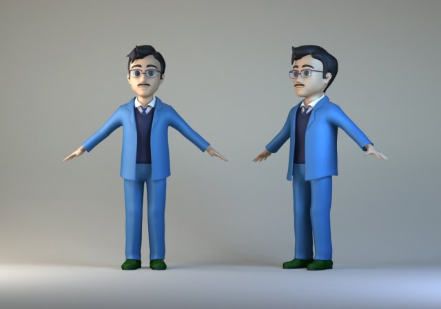 Cartoon boss bearded man suit man businessman male animation character film Model 3D .c4d .max .obj .3ds .fbx .stl .blend 