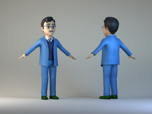 Cartoon boss bearded man suit man businessman male animation character film Model 3D