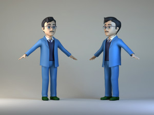 Cartoon boss bearded man suit man businessman male animation character film Model 3D