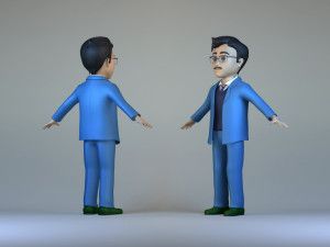 Cartoon boss bearded man suit man businessman male animation character film Model 3D