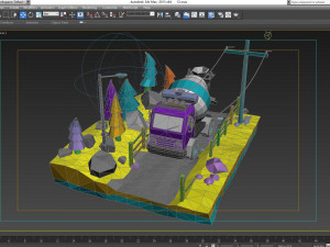 Low poly truck camion mixer truck cargo heavy motortruck Model 3D