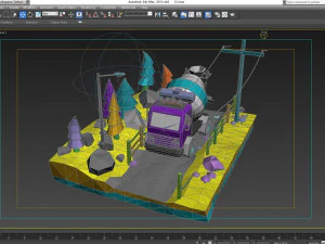 Low poly truck camion mixer truck cargo heavy motortruck 3D Model
