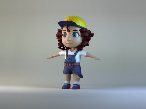 Cartoon delivery girl student toon sister character family 3D Model