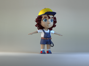 Cartoon delivery girl student toon sister character family 3D Model