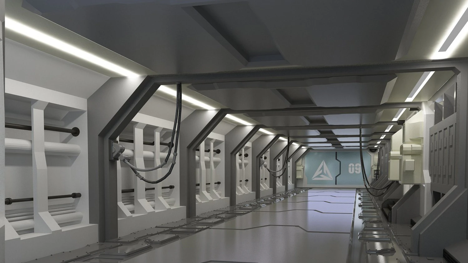 Sci-Fi Gate Door airlock futuristic portal cargo corridor hangar spaceship 3D Model .c4d .max .obj .3ds .fbx .stl .blend 
