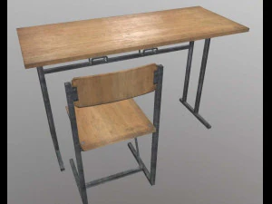 स्कूल डेस्क कुर्सी 3D मॉडल