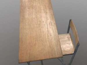 स्कूल डेस्क कुर्सी 3D मॉडल