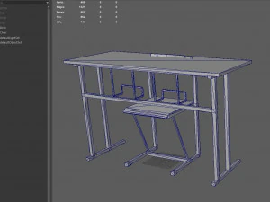 स्कूल डेस्क कुर्सी 3D मॉडल