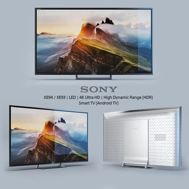 sony xe94 - xe93 led 4k ultra hd high dynamic range hdr smart tv android tv 3D Model .c4d .max .obj .3ds .fbx .stl .blend 