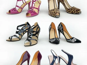6 pairs of womens shoes 3D Model