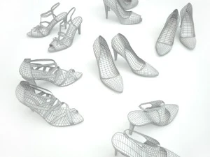 6 pairs of womens shoes 3D Model