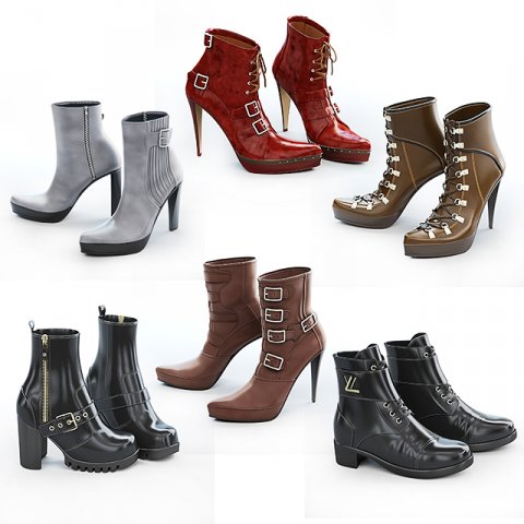 6 pairs of womens shoes - 2 3D Model .c4d .max .obj .3ds .fbx .stl .blend