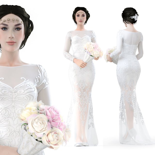 bride Model 3D .c4d .max .obj .3ds .fbx .stl .blend