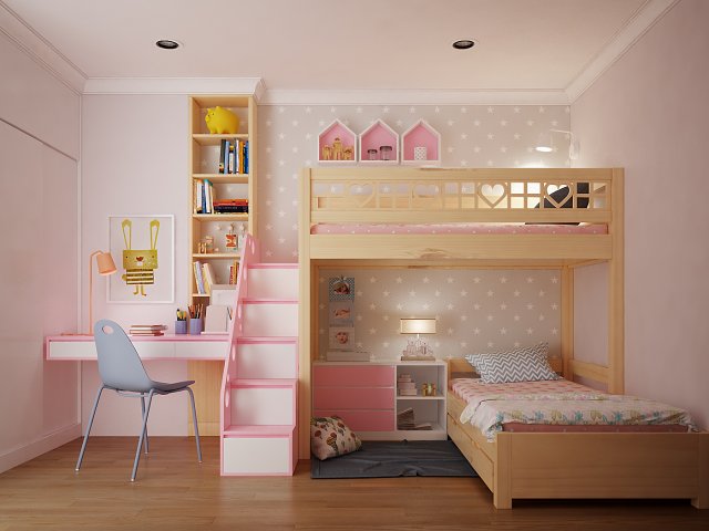 children bedroom Modello 3D .c4d .max .obj .3ds .fbx .stl .blend 