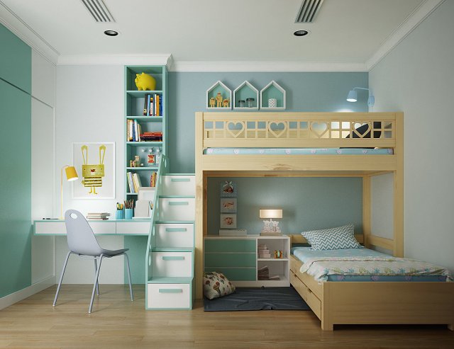 kids bedroom Modello 3D .c4d .max .obj .3ds .fbx .stl .blend 