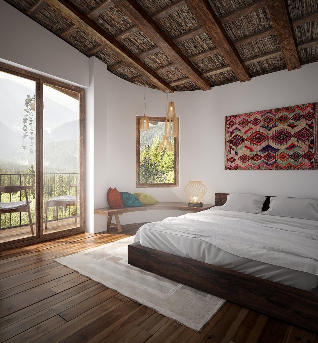 mountain bedroom 3D Модель .c4d .max .obj .3ds .fbx .stl .blend 