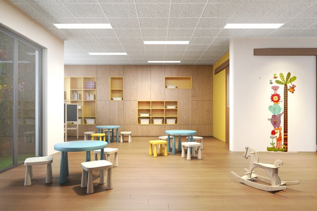 children classroom 3D Model .c4d .max .obj .3ds .fbx .stl .blend 