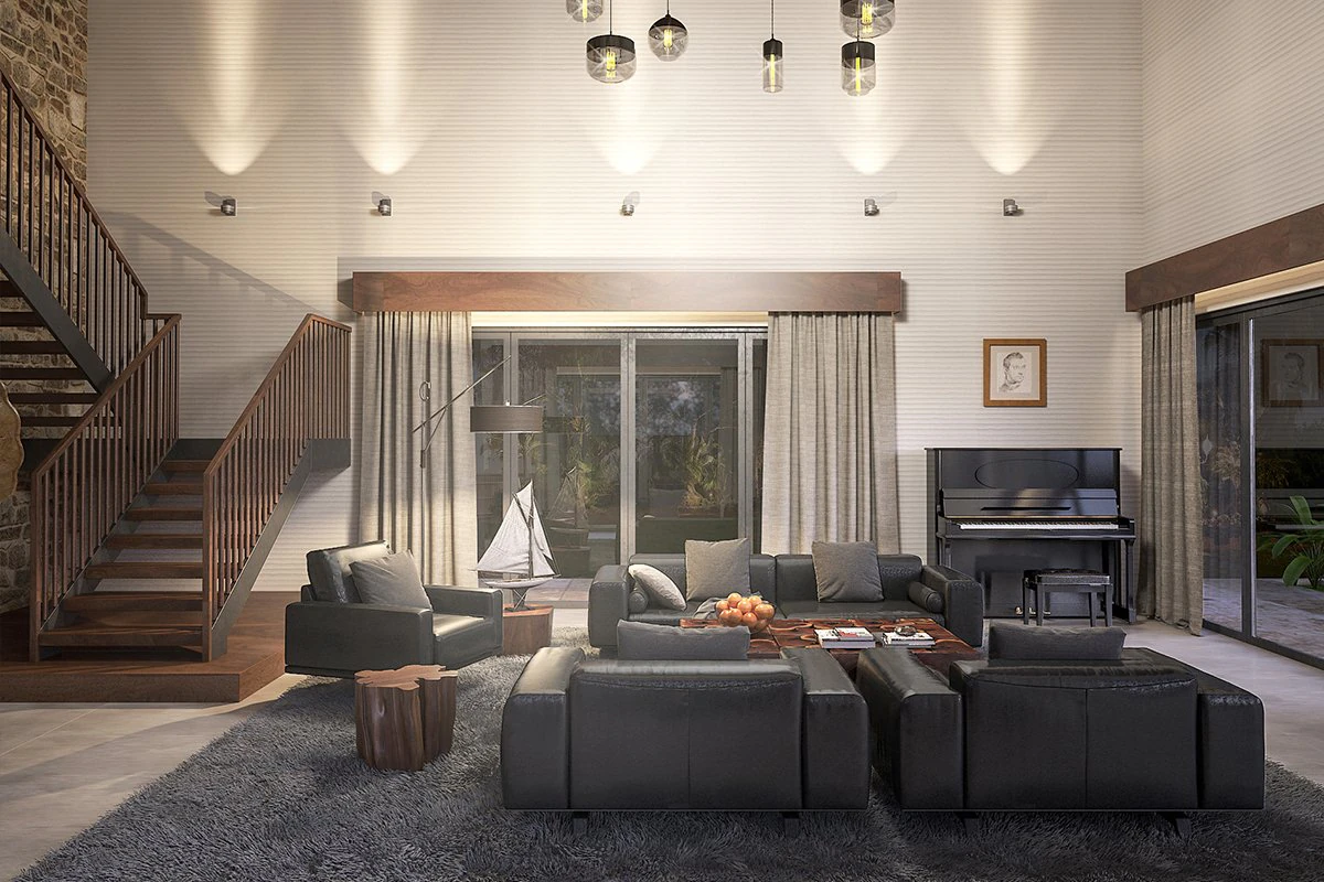 villa living room 3D Model .c4d .max .obj .3ds .fbx .stl .blend
