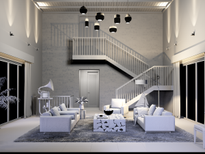 villa living room 3Dモデル