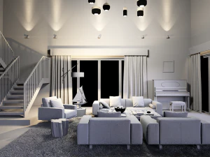 villa living room 3D Model