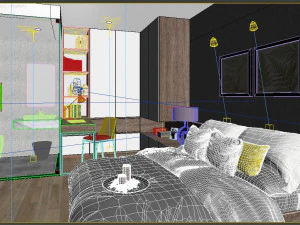 अपार्टमेंट बेडरूम आधुनिक 3D मॉडल