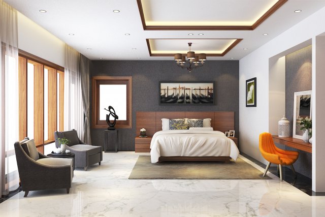 bedroom modern villa 3D Model .c4d .max .obj .3ds .fbx .stl .blend 