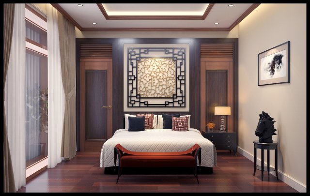 bedroom asian 3D-Modell .c4d .max .obj .3ds .fbx .stl .blend 