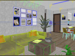 apartment living modern 3D मॉडल