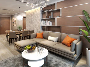 아파트 거실 아시아 사람 3D 모델