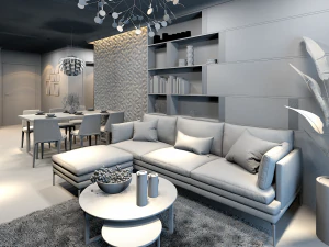 अपार्टमेंट लिविंगरूम एशियाई 3D मॉडल