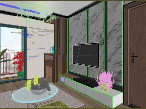 अपार्टमेंट लिविंगरूम एशियाई 3D मॉडल