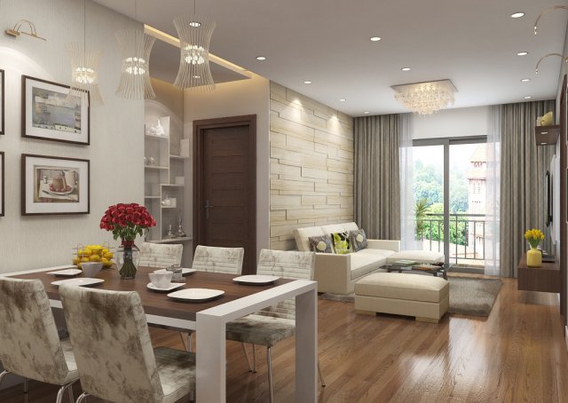 apartment livingroom cream 3D मॉडल .c4d .max .obj .3ds .fbx .stl .blend 