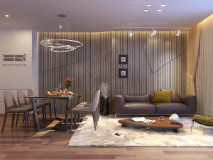 アパートのリビングルームのモダンな 3Dモデル